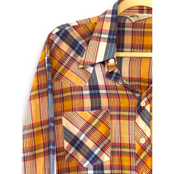 Vintage Montgomery Ward Western Wear Pearl Snap Shirt Blue Lightweight Unisex - Picture 2 of 11